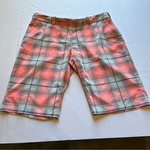 Women's Nike Golf Bermuda Shorts Pink Multi Plaid Size 12 Dri Fit